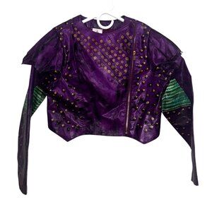 Disney Descendants Purple Faux Leather Jacket With Studs & Heart Detail For Girl